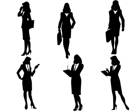Vector illustration of a six businesswomen silhouettesのイラスト素材