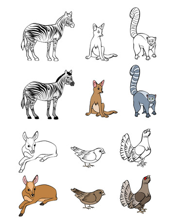 illustration of a six animals setのイラスト素材