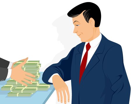 Vector illustration of a businessman and pot of moneyのイラスト素材