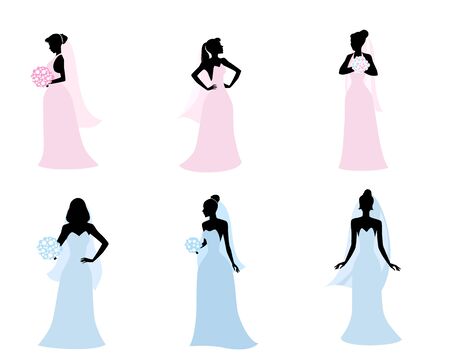 Vector illustration image of a brides in wedding dressのイラスト素材