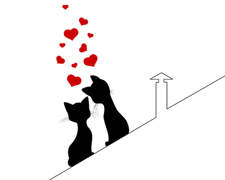 Vector illustration of a two cats loveのイラスト素材