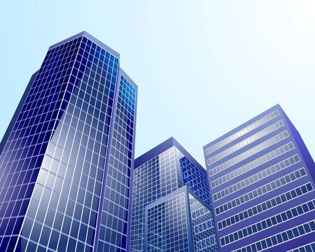 Vector illustration of a modern city on sky backgroundのイラスト素材