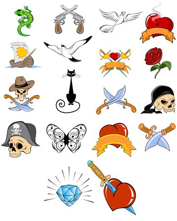 Vector illustration of a different tattoo setのイラスト素材