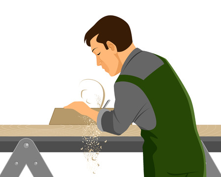 Vector illustration of a carpenter with planeのイラスト素材