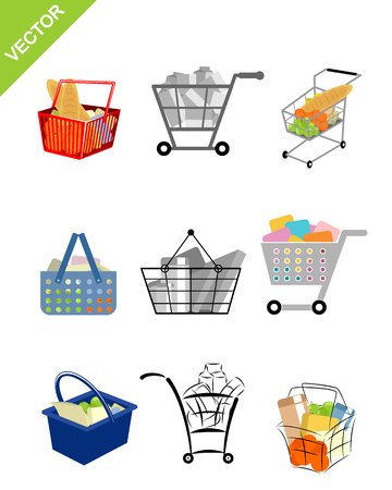 Vector illustration of a nine shopping cartsのイラスト素材