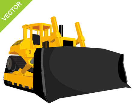 Vector illustration of a big yellow bulldozerのイラスト素材
