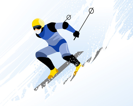 Vector illustration of a man riding on skisのイラスト素材