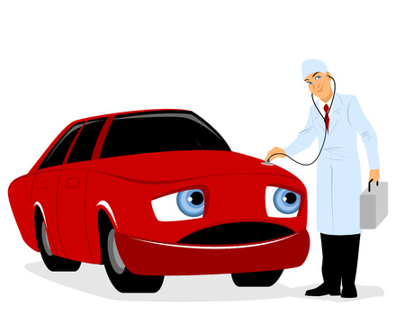illustration of a doctor inspects a carのイラスト素材