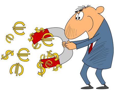 illustration of a businessman attracts moneyのイラスト素材