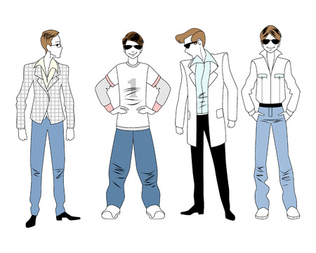 Vector illustration of a four teenagers setのイラスト素材
