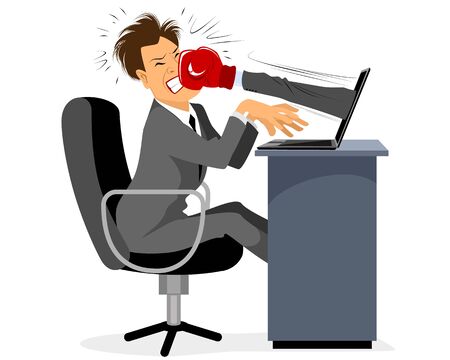 Vector illustration of a businessman getting hit in the faceのイラスト素材