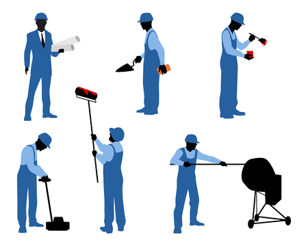 Vector illustration of a six different workersのイラスト素材