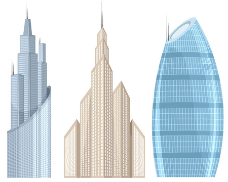 Vector illustration of a three skyscraper setのイラスト素材