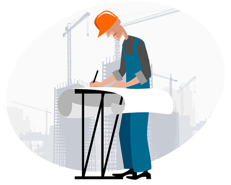 illustration image of a builders at building siteのイラスト素材