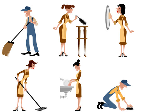 Vector illustration of a domestic staff setのイラスト素材
