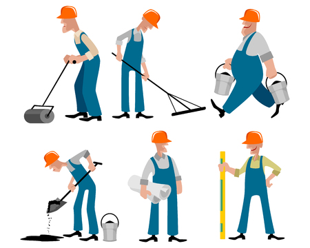 Vector illustration image of a six road workersのイラスト素材