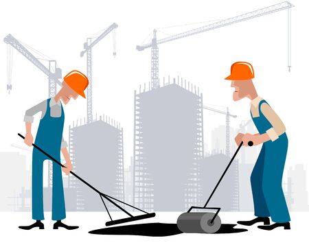 Vector illustration of a two road workersのイラスト素材
