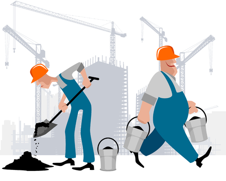 Vector illustration of a two road workersのイラスト素材