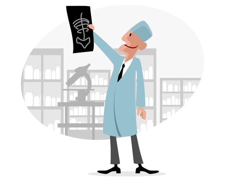 Vector illustration of a doctor with X-rayのイラスト素材