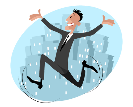 illustration of a funny businessman runsのイラスト素材