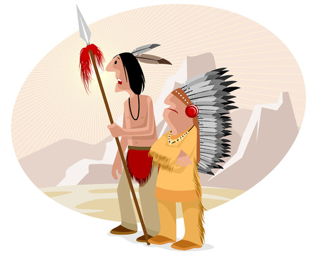 illustration of a indian and chiefのイラスト素材