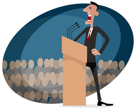 Vector illustration of a speaker at the tribuneのイラスト素材
