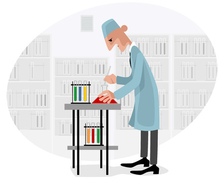 Vector illustration of a scientist with test-tubeのイラスト素材