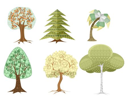 Vector illustration of a six trees setのイラスト素材