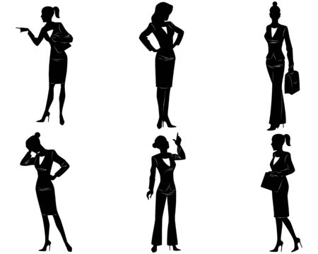 Vector illustration of a six businesswoman silhouetteのイラスト素材