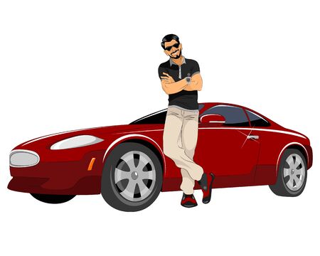 Vector illustration of a young man with good carのイラスト素材