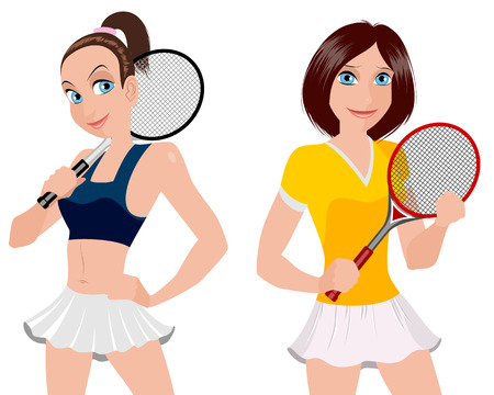 Vector illustration of a two tennis player.のイラスト素材