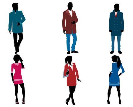 Vector illustration of a businessmen and businesswomen silhouette.のイラスト素材