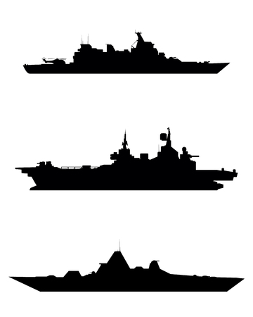 Vector illustration of a three warship silhouette.のイラスト素材