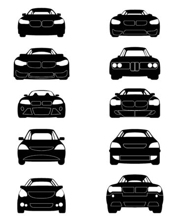 Vector illustration of a ten cars silhouettesのイラスト素材