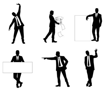 Vector illustration of a six businessmen silhouettesのイラスト素材