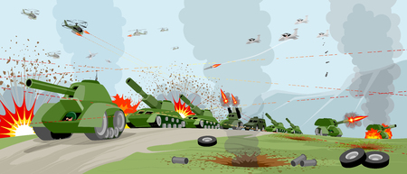 Vector illustration of a armies on battlefieldのイラスト素材