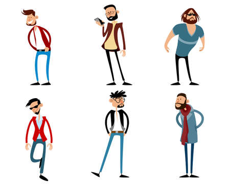 Vector illustration of a six modern teenagersのイラスト素材