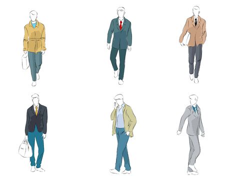 Vector illustration of set of six businessmenのイラスト素材