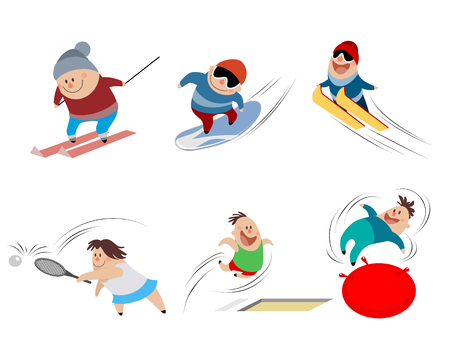 Vector illustration of cartoon children in actionのイラスト素材