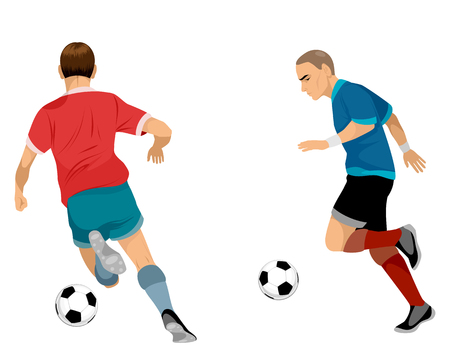Vector illustration of two soccer on a white background.のイラスト素材