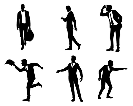 Vector illustration of six businessmen in actionのイラスト素材