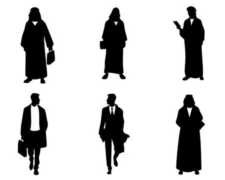 Vector illustration of silhouettes of arab businessmenのイラスト素材