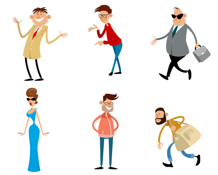 Vector illustration of six trendy cartoon charactersのイラスト素材