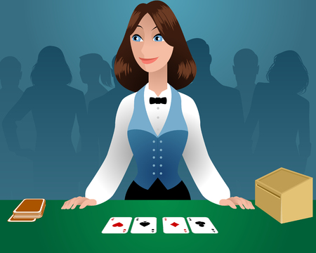 Vector illustration of a female croupier in a casinoのイラスト素材