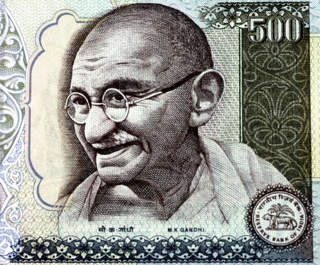 Mahatma Gandhi on a 500 Rupee note.の写真素材
