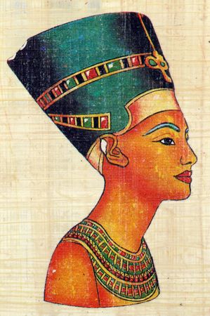 Queen Nefertiti on Papyrusの写真素材