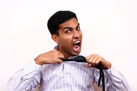 Indian Business man screaming with frustration.の写真素材