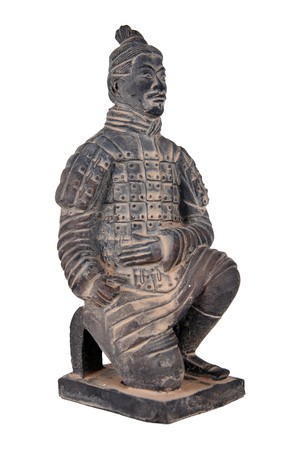 Terra-cotta warrior isolated on white background.のeditorial素材