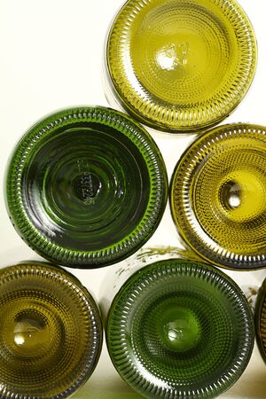 Empty wine bottles isolated on white backgroundの写真素材