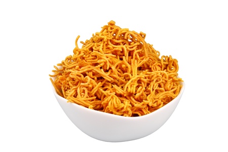 Traditional indian snack isolated on white の写真素材